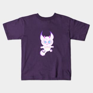 Cute purple kitten design with pink and blue eyes Kids T-Shirt